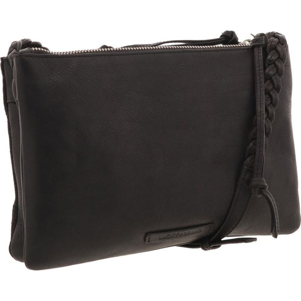 Lucky Brand Womens Black Distressed Faux Suede Crossbody Handbag NWT - Picture 2 of 3